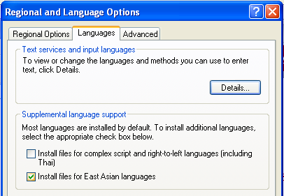Install files for East Asian languages